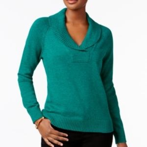 Karen Scott Women/'s Marled Cotton Shawl Collar Sweater Red Size 2X